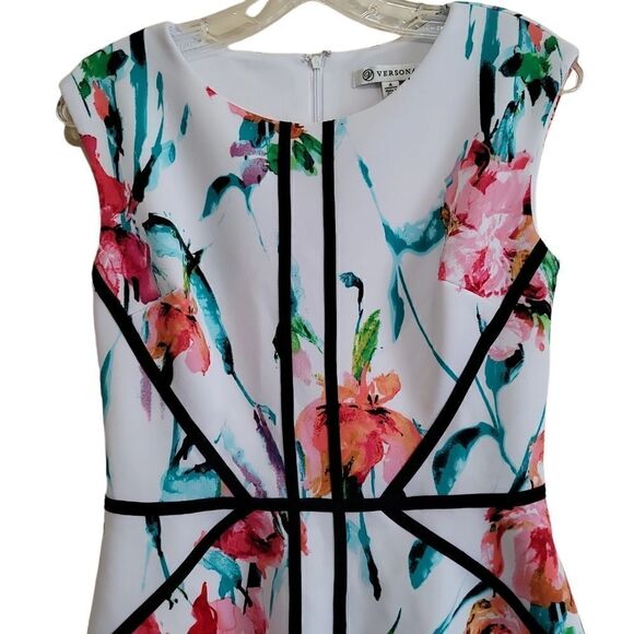 Versona Women's White Floral Sleeveless Dress Sz 4 - Picture 3 of 9
